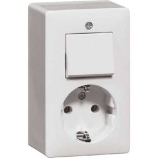 Белый тумблерный выключатель/розетка - Комбинированный выключатель/розетка...