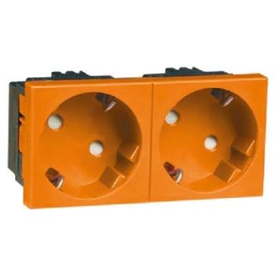Розетка Schuko EB 2x оранжевая 16A 250V 2-контактная 33G - Электрическая розетка D 6212.33 EMS SI WI