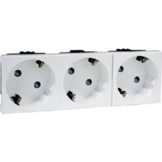 Розетка Schuko, трехпозиционная, белая, 16 А, 250 В, двухполюсная, 45G - электрическая розетка D 6213.02 EMS SI WI