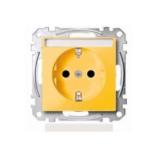 Розетка Schuko желтого цвета с местом для письма - Электрическая розетка MEG2302-0307