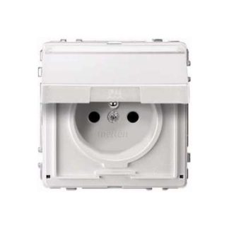 Розетка Schuko Polar White с откидной крышкой и маркировкой - Электрическая розетка MEG2312-7219