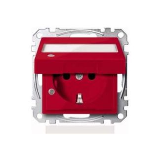 Розетка SCHUKO с красной петлей, надпись слева. - Розетка (MEG2313-0306)