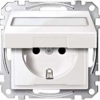Розетка SCHUKO, белая/глянцевая, складная крышка, левая сторона, поле с этикеткой - Розетка 1 шт.