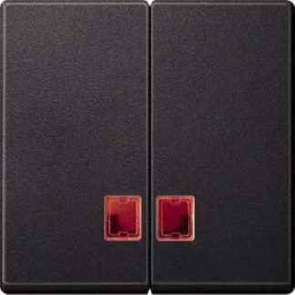 Антрацитовый двойной переключатель с окошком (красный) - Накладка для переключателя/кнопки ME...