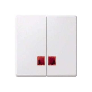 Двойной переключатель с окошком (красный) - Накладка на кнопку/кнопка белая MEG3456-0419