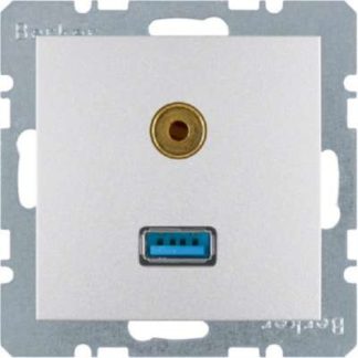 USB/3,5-мм аудиоразъем, матовый алюминий - Базовый элемент с центральной крышкой 331539...