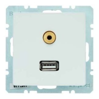 USB/3,5-мм аудиоразъем, белый бархат — базовый элемент с центральной крышкой 3315396089