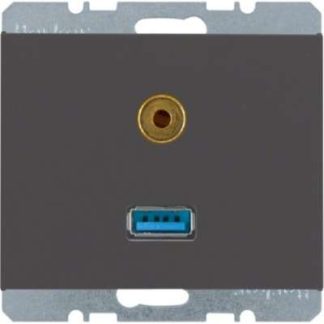 USB/3,5-мм аудиоразъем, матовый антрацитовый цвет - Базовый элемент с центральной крышкой 3315397006