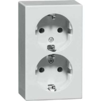 Розетка SCHUKO 2f, повышенная защита контактов, чисто белый цвет - Защитный контакт розетки D 6652.02 SI BF