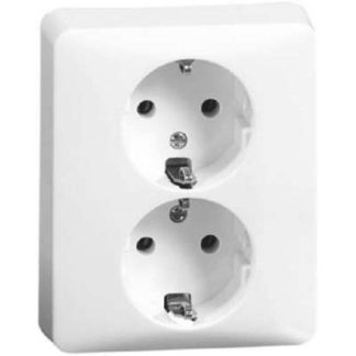 Двойная розетка SCHUKO, белая - Комбинированный выключатель/розетка, высота 80,6512 мм, ширина