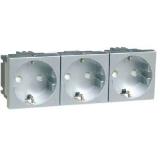 Встраиваемая розетка SCHUKO, 3 розетки, алюминиевая, 16 А, 250 В, D 6213.70 EMS SI