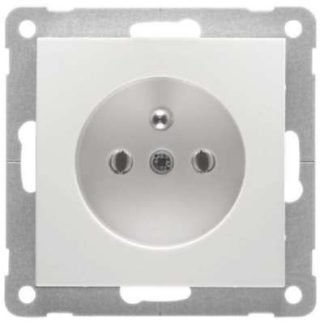 Розетка с заземляющим контактом, повышенная защита контактов, чисто белый цвет B 11.6571.02 SI