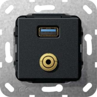 Опорное кольцо для разъема USB A, матово-черное - Базовый элемент с центральной крышкой 568710