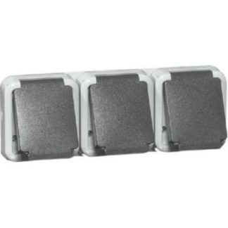 Тройная розетка SCHUKO, серая - Розетка с защитным контактом, серая D 6633 WAB O.D.