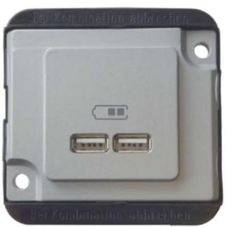 Зарядная станция USB матового серебристого цвета, PANZER - двухканальный USB-источник питания MEG4366-7060