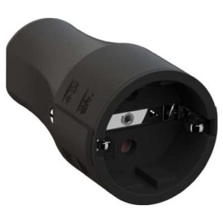 2-контактный монтажный разъем + контакт заземления - разъем Schuko, изготовленный из пластика, черный 960.103
