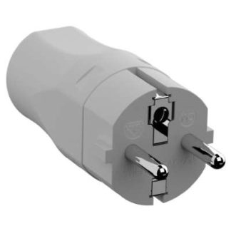 2-контактный монтажный штекер + большой защитный контакт - Защитный контакт (SCHUKO) Серый штекер 960.301