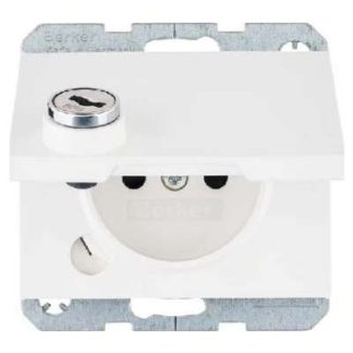 Розетка с заземляющим контактом, глянцевая, белого цвета - Электрическая розетка 6768117009