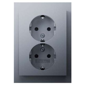 Двухрозеточный разъем SCHUKO K.5, алюминиевый матовый лак. - Вилка 47597003