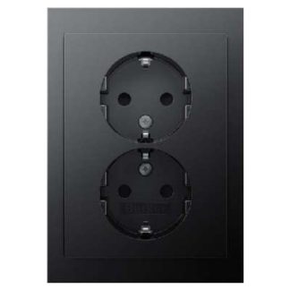 Двойная розетка SCHUKO K.1, матовая антрацитовая отделка. - Вилка 47597006