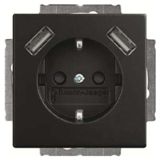 Разъем SCHUKO-2x USB - Защитный контактный разъем, черный, 20 шт. EUCB2USB-885