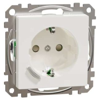 Подключенная розетка SCHUKO, полярный белый глянцевый - Защитный контакт розетки MEG2380-0319