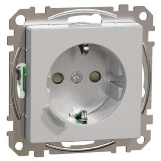 Подключенная алюминиевая розетка SCHUKO - Заземляющий контакт розетки MEG2380-0460