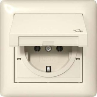 Розетка KD + комплект IP44, рамка 1f, кремово-белый - Защитный контакт для розетки 415701