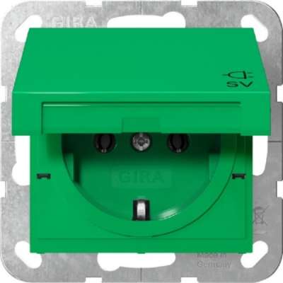 Розетка SCHUKO KD SV System 55, зеленая - защитный контакт вилки, зеленый 4454107