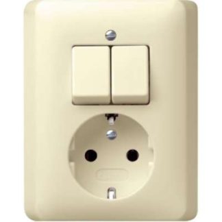Выключатель серии Schuko. Глянцевый, кремово-белый - Комбинированный выключатель/розетка 017501