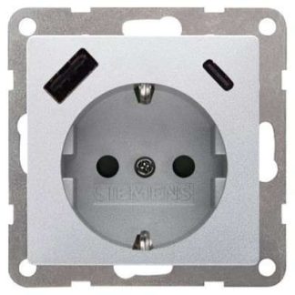 DELTA i-sys USB-SCHUKO алюминиевый металлик - Алюминиевая розетка 5UB1970-1AM01