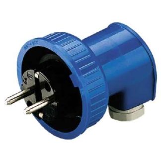 Угловая вилка Schuko 16A, 2p+E, 230V, IP66 - Защитный контакт (SCHUKO) Синяя вилка 10818