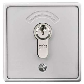 Накладной ключевой выключатель с цилиндром замка - серая кнопка 4596