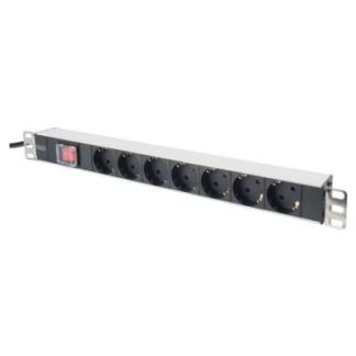 Сетевой фильтр DIGITUS 7-х розеток, алюминиевый, 1U, черный, DN-95402