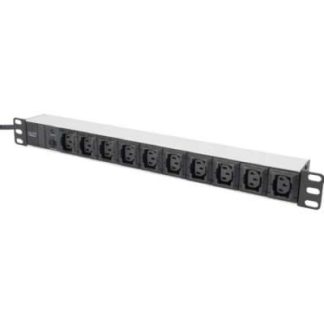 Сетевой фильтр DIGITUS 10-розеточный IEC, алюминиевый, 1U, черный, DN-95404