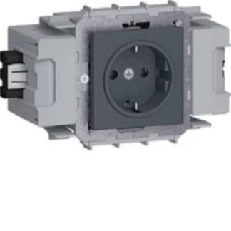 Двойная передняя защелкивающаяся розетка, серая, черная - Вилка, защитный контакт, черная GS100...