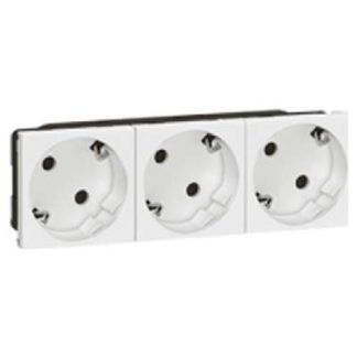 Тройная розетка Schuko 45 градусов, 6 модулей, белая мозаика 077253