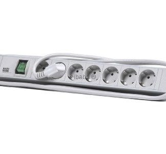 Сетевой фильтр 19 дюймов, многорозеточный, 7-контактный, ПВХ, 7 розеток Schuko, 1 выключатель, 333.600