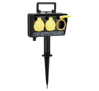 Трехпозиционная садовая розетка с заземляющим штырем - зеленая розетка 394.175