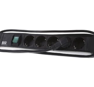 Удлинитель с несколькими розетками, 5 розеток Schuko с выключателем, 2 м - Черный, 420.0013