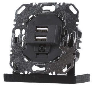 USB-разъем для зарядки, 230 В, двойной, 3 А, антрацитовый цвет - блок питания USB 260205