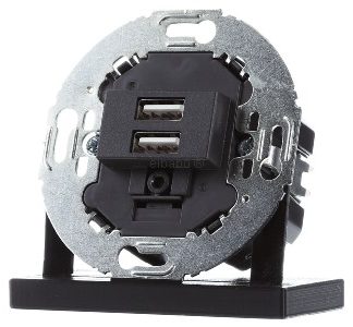 USB-разъем для зарядки, 230 В, двойной, 3 А, антрацитовый цвет - USB-источник питания, 2-х розетки, антрацитовый цвет 260215