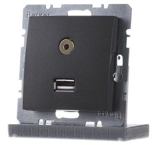 USB/3,5-мм аудиоразъем, матовый антрацитовый цвет - Базовый элемент с центральной крышкой 3315391606