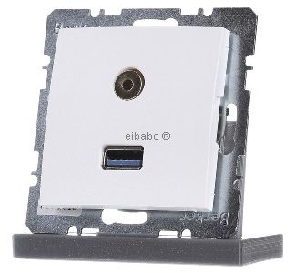 USB/3,5-мм аудиоразъем, матовый белый — базовый элемент с центральной крышкой 3315391909