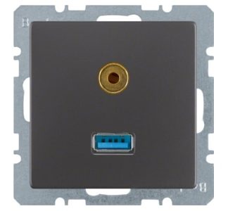 USB/3,5-мм аудиоразъем, антрацит/бархат - Базовый элемент с центральной крышкой 3315396086