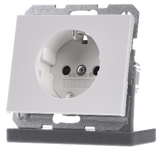 Розетка Schuko, белый/глянцевый цвет - Электрическая розетка 41357009
