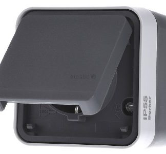 Розетка Schuko серого цвета, AP, с откидной крышкой - Электрическая розетка 47403515