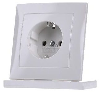 Розетка Schuko, полярно-белая/глянцевая, с защитной накладкой - Электрическая розетка 47428989