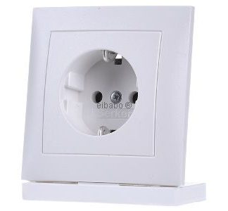 Розетка Schuko, матовая, белого/полярного цвета, с защитной накладкой - Электрическая розетка 47429909