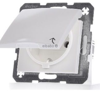 Розетка Schuko, полярно-белая/глянцевая, с откидной крышкой - Электрическая розетка 47518989